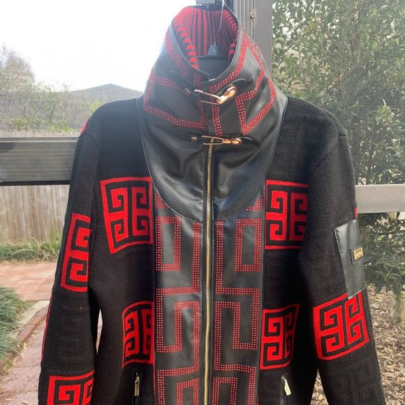 Barbas Los Angeles Red/Black/Rhinestone Warm Coat - Picture 10 of 10